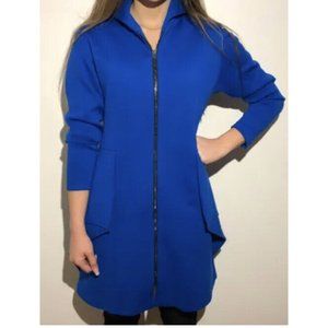 Joanie Char 100% Wool Full Zip Dress Jacket Blue USA Made Sz M
